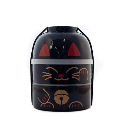 Bento Kokeshi - Maneki Neko (zwart, 1200 ml)