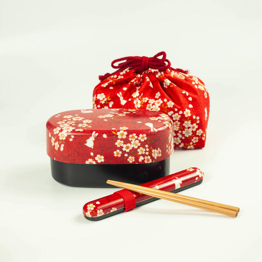 Set Bento Sakura Usagi (rosso) 