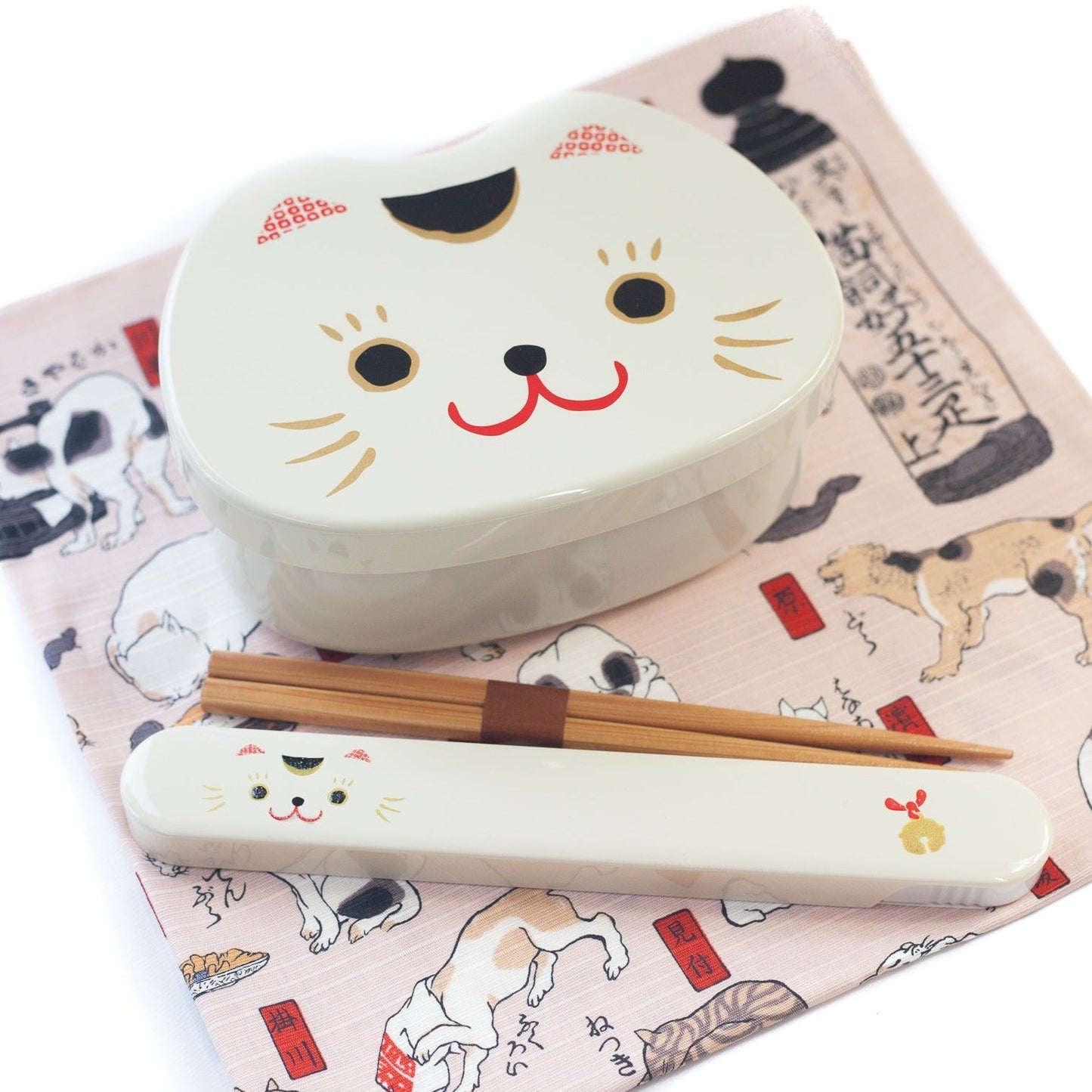 Ensemble Bento Kao Neko (blanc)