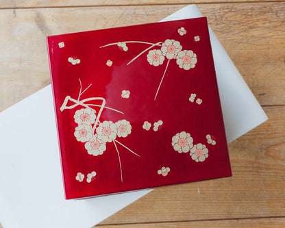 Bento pique-nique Ume (3 étages, rouge, 15 cm)