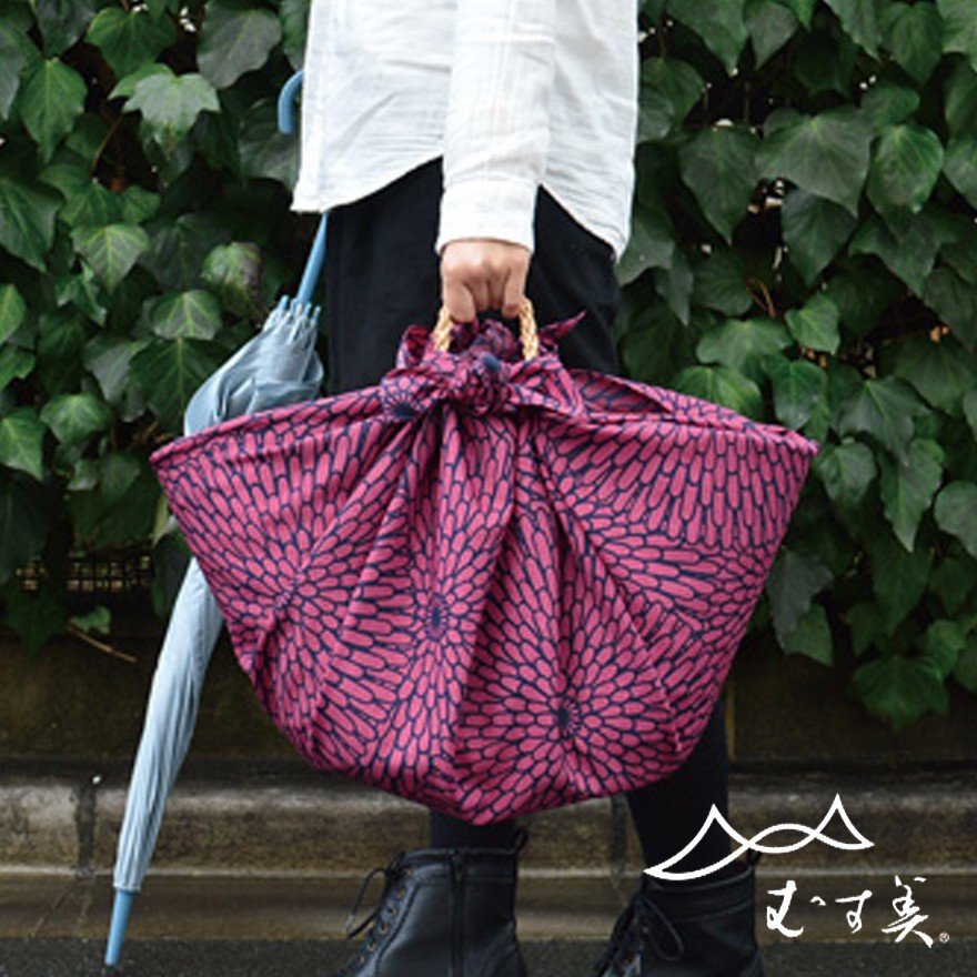 Furoshiki Déperlant Isa Monyo - Kiku (violet, 100 cm)